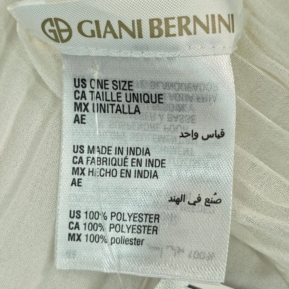 Giani Bernini Women Pleated Chiffon Evening Wrap Shawl White Bridal Wedding Cape